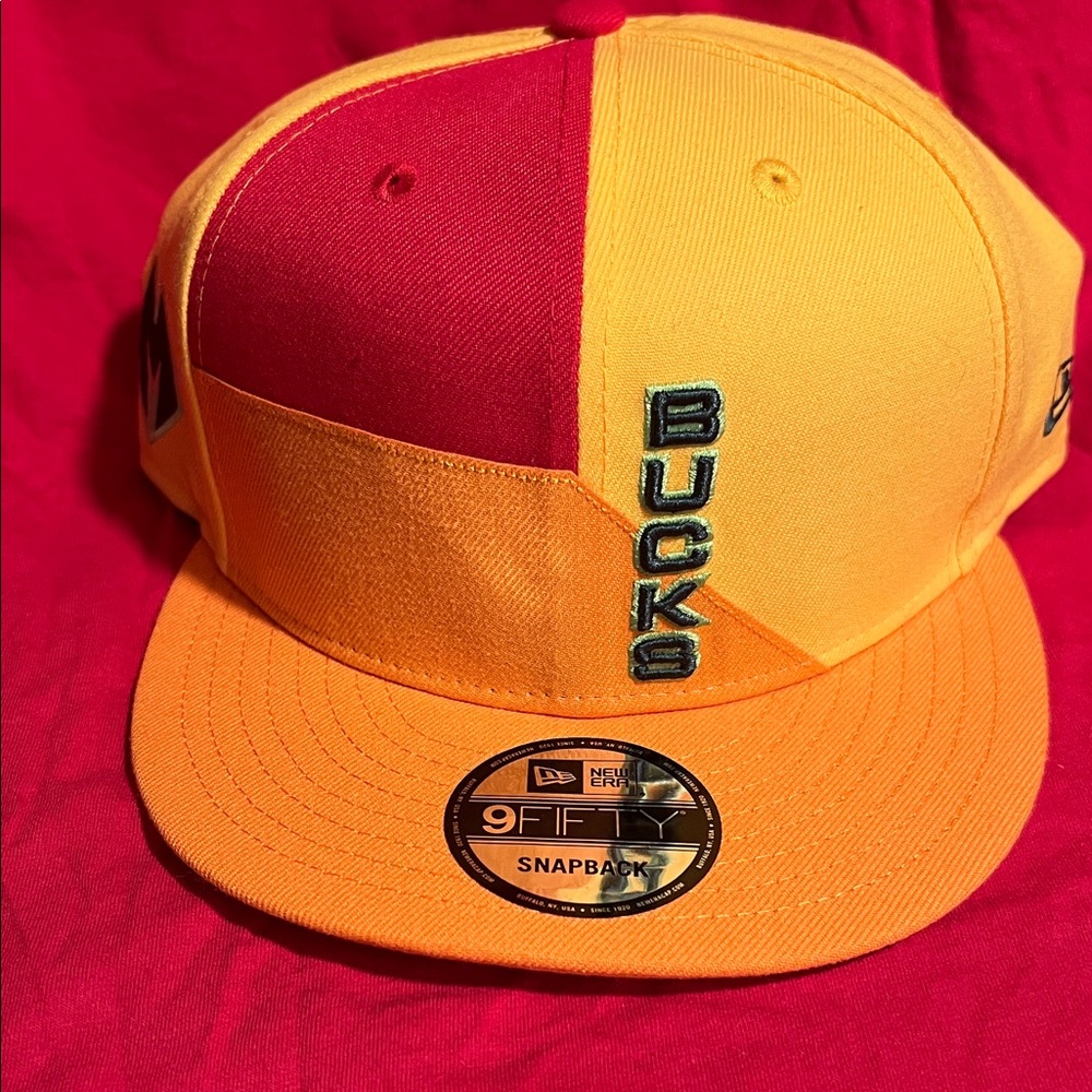 New Era Two-Tone Red and Yellow Snapback Hat